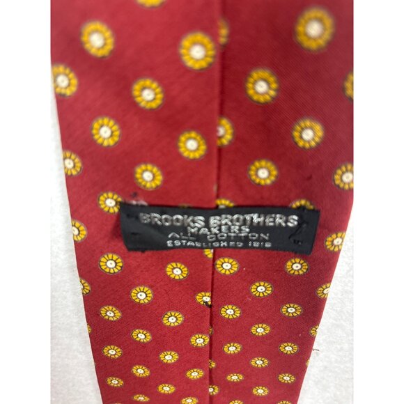 Brooks Brothers Mens Red & Yellow Floral Silk Necktie - Picture 4 of 4